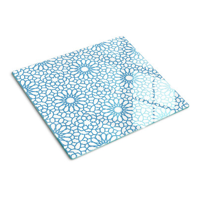 Glass chopping board Floral motif in shades of blue