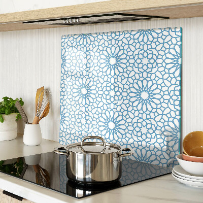 Glass chopping board Floral motif in shades of blue