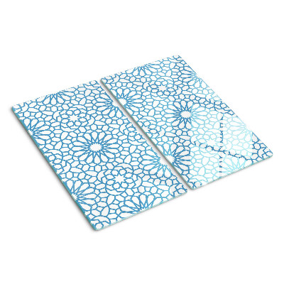 Glass chopping board Floral motif in shades of blue