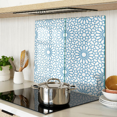 Glass chopping board Floral motif in shades of blue