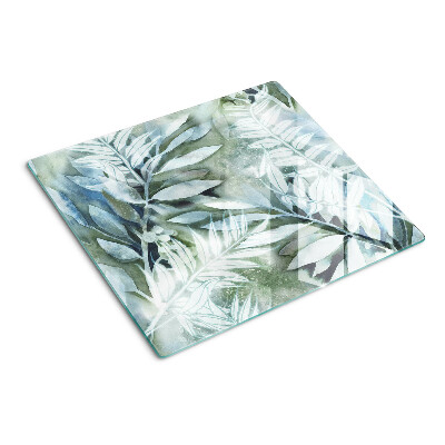Glass kitchen board Tropical leaves in pastel shades