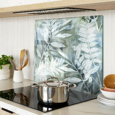Glass kitchen board Tropical leaves in pastel shades