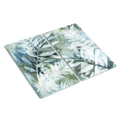 Glass kitchen board Tropical leaves in pastel shades