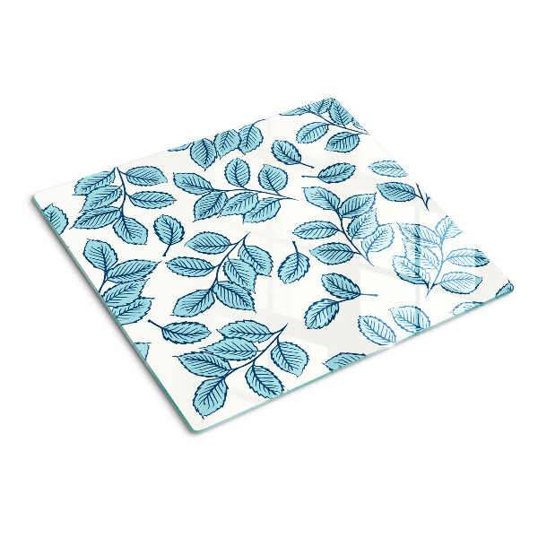 Glass chopping board Leaves in shades of blue