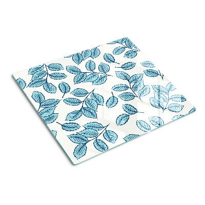 Glass chopping board Leaves in shades of blue