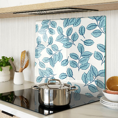 Glass chopping board Leaves in shades of blue
