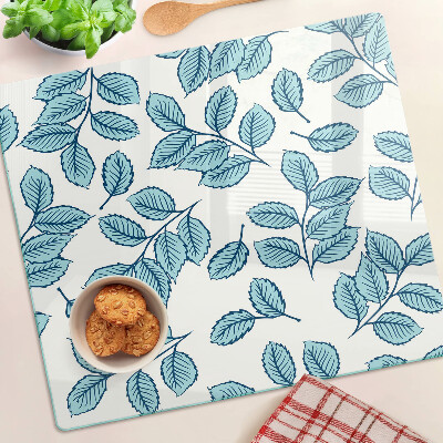 Glass chopping board Leaves in shades of blue