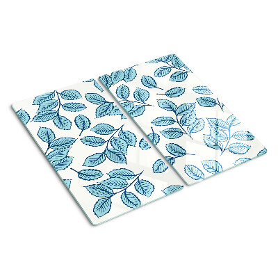 Glass chopping board Leaves in shades of blue