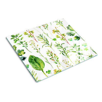 Glass chopping board Plant patterns in shades of green