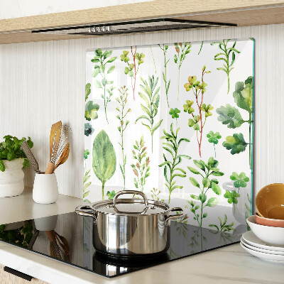 Glass chopping board Plant patterns in shades of green