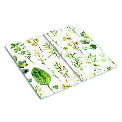 Glass chopping board Plant patterns in shades of green