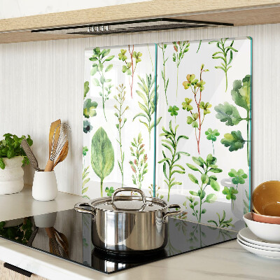 Glass chopping board Plant patterns in shades of green