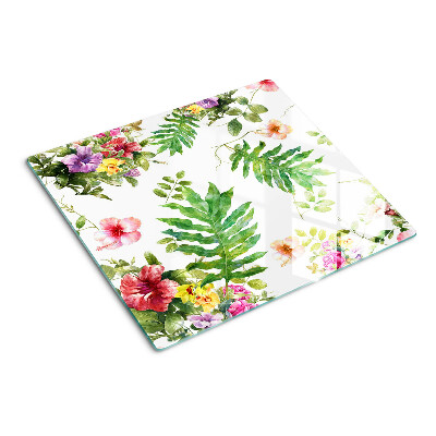 Glass kitchen board Floral pattern with leaves