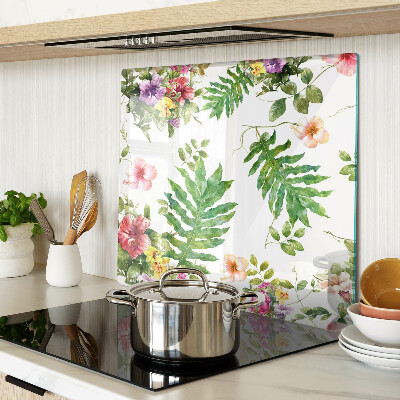 Glass kitchen board Floral pattern with leaves