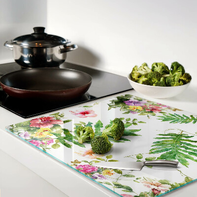 Glass kitchen board Floral pattern with leaves
