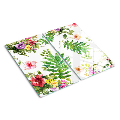 Glass kitchen board Floral pattern with leaves