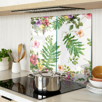 Glass kitchen board Floral pattern with leaves