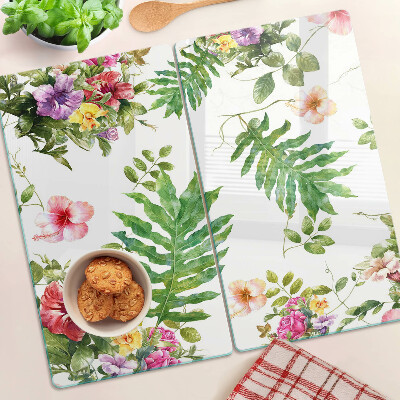 Glass kitchen board Floral pattern with leaves