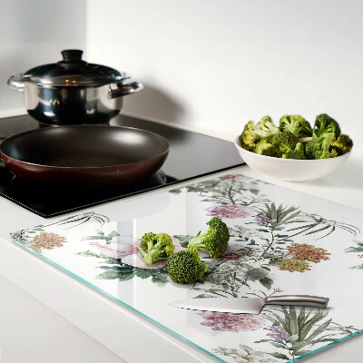 Glass kitchen board Floral pattern with hibiscus