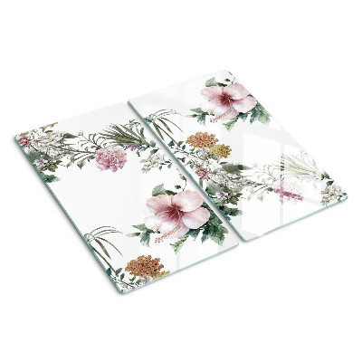 Glass kitchen board Floral pattern with hibiscus