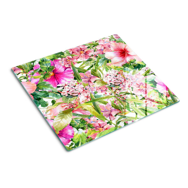 Glass chopping board Floral tropical pattern