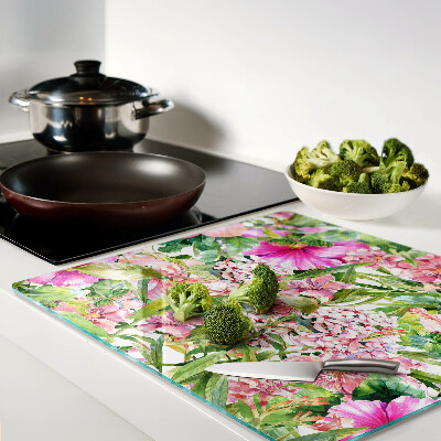 Glass chopping board Floral tropical pattern