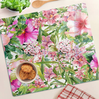 Glass chopping board Floral tropical pattern