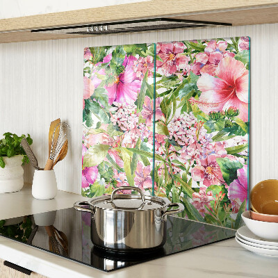 Glass chopping board Floral tropical pattern