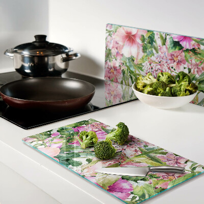 Glass chopping board Floral tropical pattern