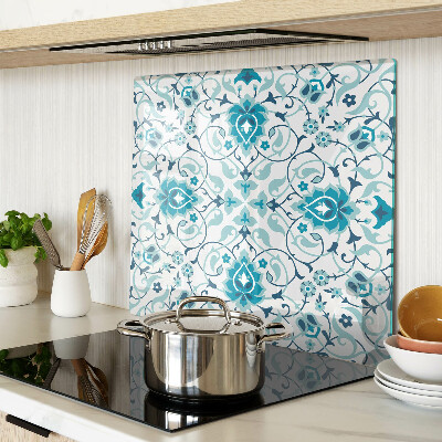 Glass chopping board Floral pattern in shades of blue