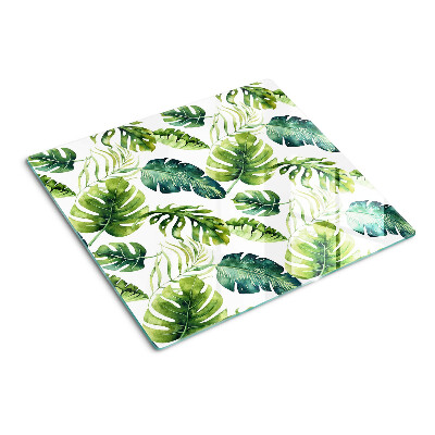 Glass kitchen board Monstera leaves in shades of green