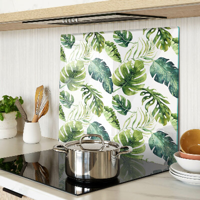 Glass kitchen board Monstera leaves in shades of green