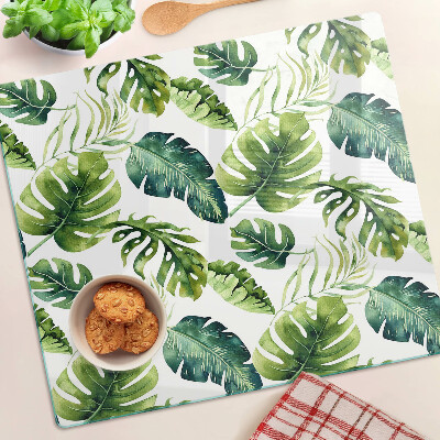 Glass kitchen board Monstera leaves in shades of green