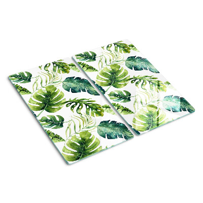 Glass kitchen board Monstera leaves in shades of green