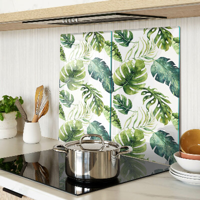 Glass kitchen board Monstera leaves in shades of green