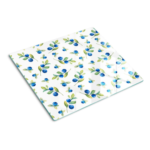 Glass chopping board Berries on the twigs