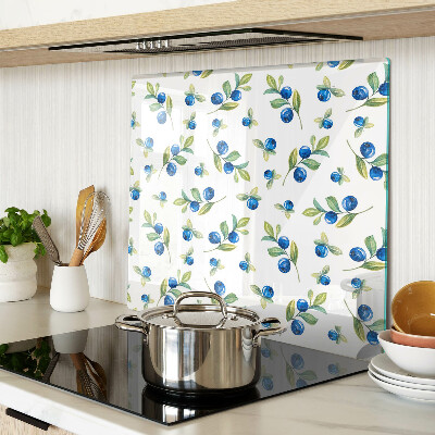 Glass chopping board Berries on the twigs