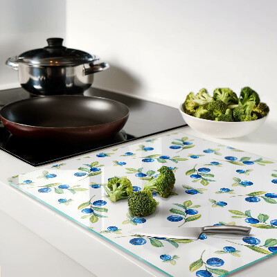 Glass chopping board Berries on the twigs
