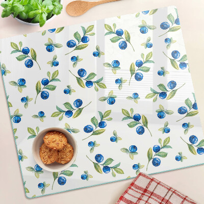 Glass chopping board Berries on the twigs