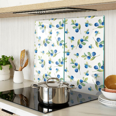 Glass chopping board Berries on the twigs