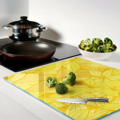 Glass chopping board Yellow leaves tropical style