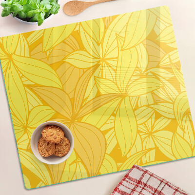 Glass chopping board Yellow leaves tropical style
