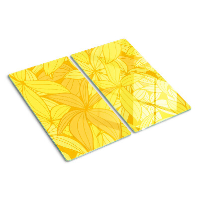 Glass chopping board Yellow leaves tropical style