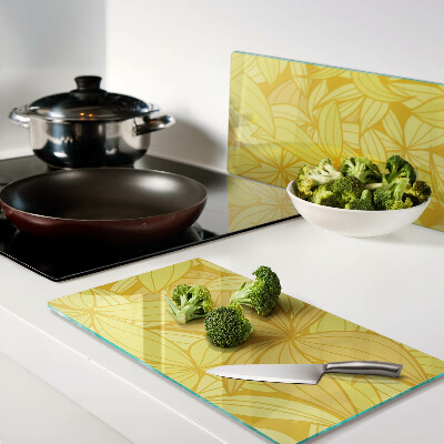 Glass chopping board Yellow leaves tropical style