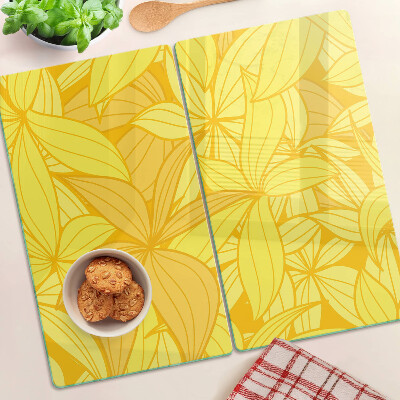 Glass chopping board Yellow leaves tropical style