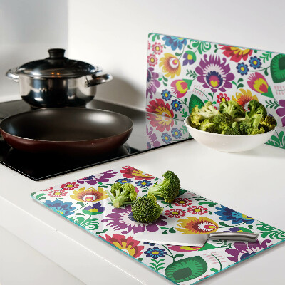 Glass kitchen board Floral folk pattern