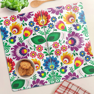Glass kitchen board Floral folk pattern