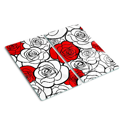 Glass kitchen board Roses in white and red