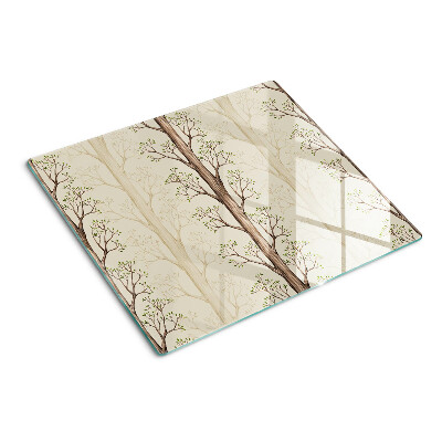 Glass chopping board Tree Branches with Leaves Pattern