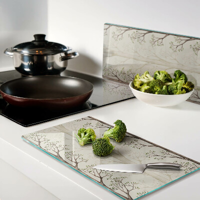 Glass chopping board Tree Branches with Leaves Pattern